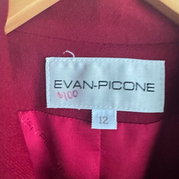 Vintage Evan Picone Wine Burgundy Wool Gold Button Blazer 12 - Picture 3 of 9
